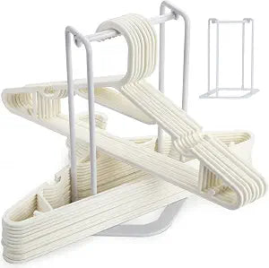 Hanger Stacker Holder Stand, White Plastic Hangers Rack Storage