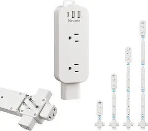 Nekmit Electrical Outlet Extender Stick, Wall Outlet Extender with 3 Rods, Extends 36", 4-Way Rotation, 2 USB-A+1 USB-C+2 AC, for Behind Couches, Nightstands, Desks