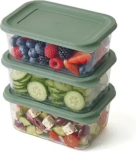 carrotez 2-Cup Small Rectangular Food Storage Containers - 3 Pack 480ml