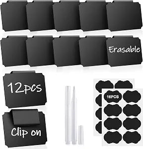 12PCS Basket Labels, Premium Bin Basket Labels Clip On, Pantry Basket Labels Tags for Storage Bins Fabric Cubes Wicker Organization