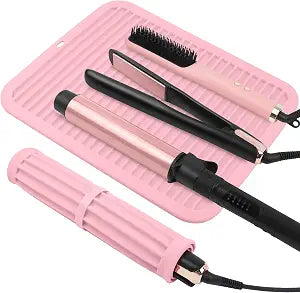 Silicone Heat Resistant Mat for Hair Tools, Oversize, Pink