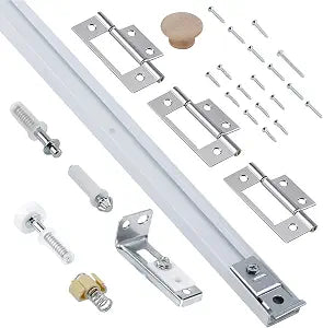 Bifold Door Hardware Kit with 24-Inch One-Piece Track, Bi-fold Closet Door Track Kit Bifold Closet Door Hardware Kit Folding Door Hardware Repair Replacement Tool Kit