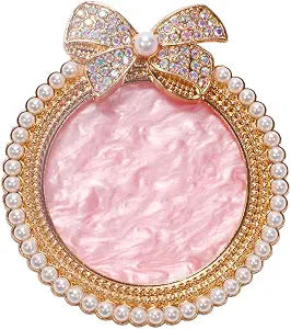 Resin Nail Art Palette, Nail Art Painting Mixed Color Palette, Bow Decorated with Rhinestones and Pearls Nail Art Display Board (Golden)