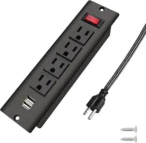 Recessed Power Strip with USB Flush Mount Power Outlet Built in Desktop Power Extension Cord Plug for Countertop Kitchen Drawer Conference Cabinet Nightstand Desk