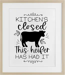 Kitchen Humor Cow Quote Farmhouse, 13 x 16 Inch Framed Print Under Glass