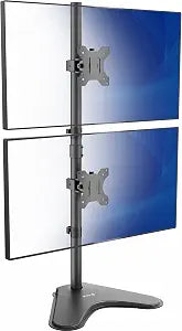 VIVO Dual Monitor Desk Stand Free-Standing LCD Mount, Holds in Stacked Vertical Position 2 Ultrawide Screens up to 34 inches, Black, STAND-V002L
