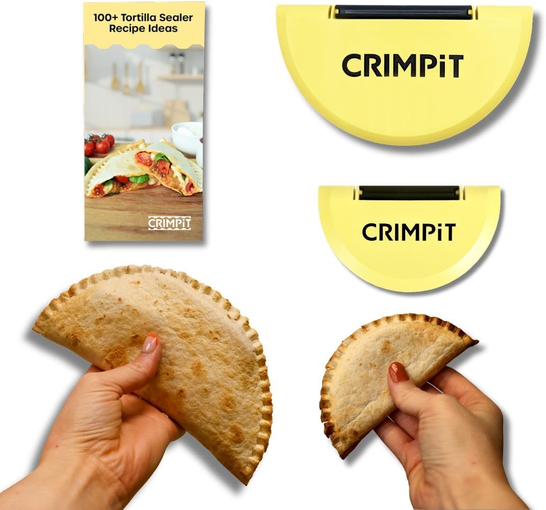 CRIMPiT Tortilla + Book Bundle - Large & Small Tortilla Sealers + Recipe Book - For 10-12'' & 6'' Flour Tortillas | BPA-Free, Dishwasher Safe | Perfect for Air Fryers | Manufactured in UK & USA