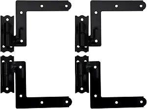 QCAA Steel Blind Shutter Hinge for Wood Frame & Brick, 1-1/16", Power Coated Black, 4 Pack (2 Pair), Made in Taiwan