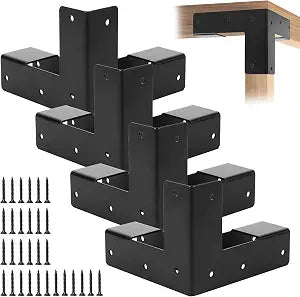 Work Bench Brackets, 4 Pieces 2 x 4 Steel Corner Brackets Right Angle Corner Support Bracket for DIY Shelving Work Table Furniture Repairs (Actual 1.5"x3.5")