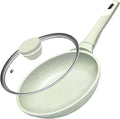 8 Inch Non Stick Frying Pans with Lid - Healthy Nonstick Skillets Geen