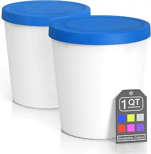 BALCI Ice Cream Containers - 2 Pack 1 Quart Tubs (Blue)