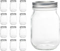 12 Pcs Mason Jars 16oz Regular Mouth, Glass Jars with Silver Metal Lids and Rings, Canning Jars for Overnight Oats, Food Storage, Dry Food, Snacks, Candies and More