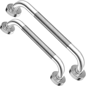 12 & 16 Inch Anti-Slip Shower Grab Bar, iMomwee Chrome Bathroom Grab Bar Handle with Textured Grip, Shower Balance Bar, Safety Hand Rail Support, Handicap Elderly Senior Assist Bath Handle
