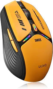 Uciefy V19 Wireless Mouse, USB C Rechargeable Mice for Laptop, LED-Orange