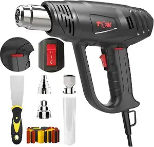 Heat Gun, TGK 1800W Heavy Duty Hot Air Gun Kit 122~1202 Dual Temperature Settings with 3 Nozzle Attachments Overload Protection for Crafts, Shrink Wrapping/Tubing, Paint Removing, Epoxy Resin