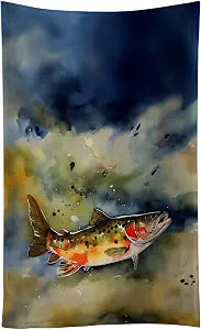 Caroline's Treasures Brook Trout Kitchen Towel Velour Plush Front and Cotton Loop Back Machine Washable