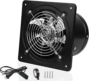 TROUVAILLE Exhaust Fan with Switch Iron 60Hz 7 Blades Quiet Window Fume, Window Exhaust Fan, Extractor Ventilation Fan for Home Kitchen Bathroom Garage Black 6 Inch 40W