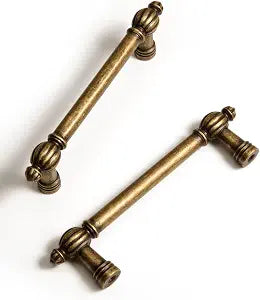 Antique Brass Zinc Alloy Cabinet Pulls - 3-3/4"(96mm) Hole Center Classic Vintage Drawer Handles,Kitchen Cupboard Bathroom Dresser Cabinet Hardware Handles