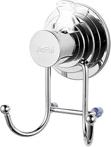 JiePai Suction Cup Towel Hooks, Shower Holder Organizer, Chrome,1 Pack