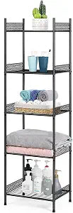 Nandae 5-Tier Bathroom Storage Shelf, Heavy Duty Wire Shelving Unit Free Standing Towel Rack Organization for Kitchen Bathroom Laundry, Black