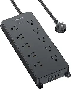 TROND Power Strip Surge Protector, 4000J, ETL Listed, Flat Plug 5ft