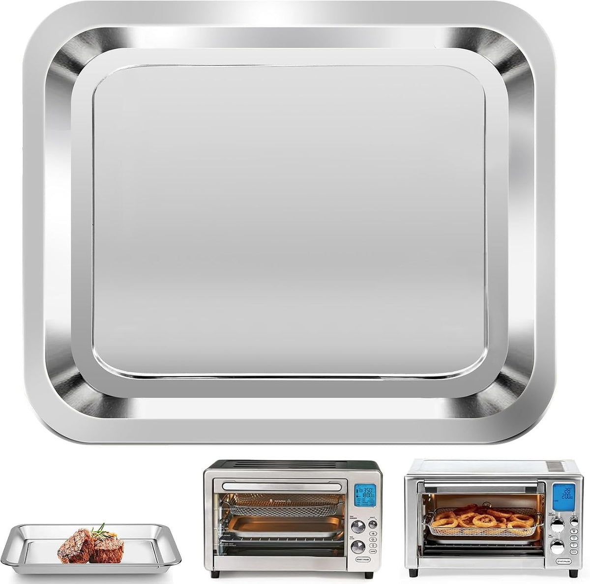 Air Fryer Grill Pan for Emeril Lagasse Everyday 360 Air Fryer, 12''x10'' Stainless Steel Air Fryer Accessories Replacement Crisper Tray Bake Pan, Not fit for Emeril Lagasse 26 QT 25 QT French Door