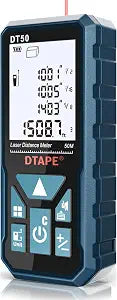 Laser Measure, DTAPE High-Accuracy Laser Measuring Tool, 2" Backlit LCD Display Laser Tape Measure, Ft/in/Ft+in/M Electronic Tape Measure, Distance/Area/Volume/Indirect Laser Range Finder