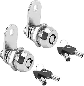 2 Pack Tubular Cam Locks 7/8" Cabinet Keyed Alike Chrome