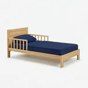 3-Piece Toddler Sheet Set Cotton Bedding - Soft & Breathable - Includes Fitted Sheet, Flat Sheet & Pillowcase - Fits Standard Crib & Toddler Mattresses - Navy Blue