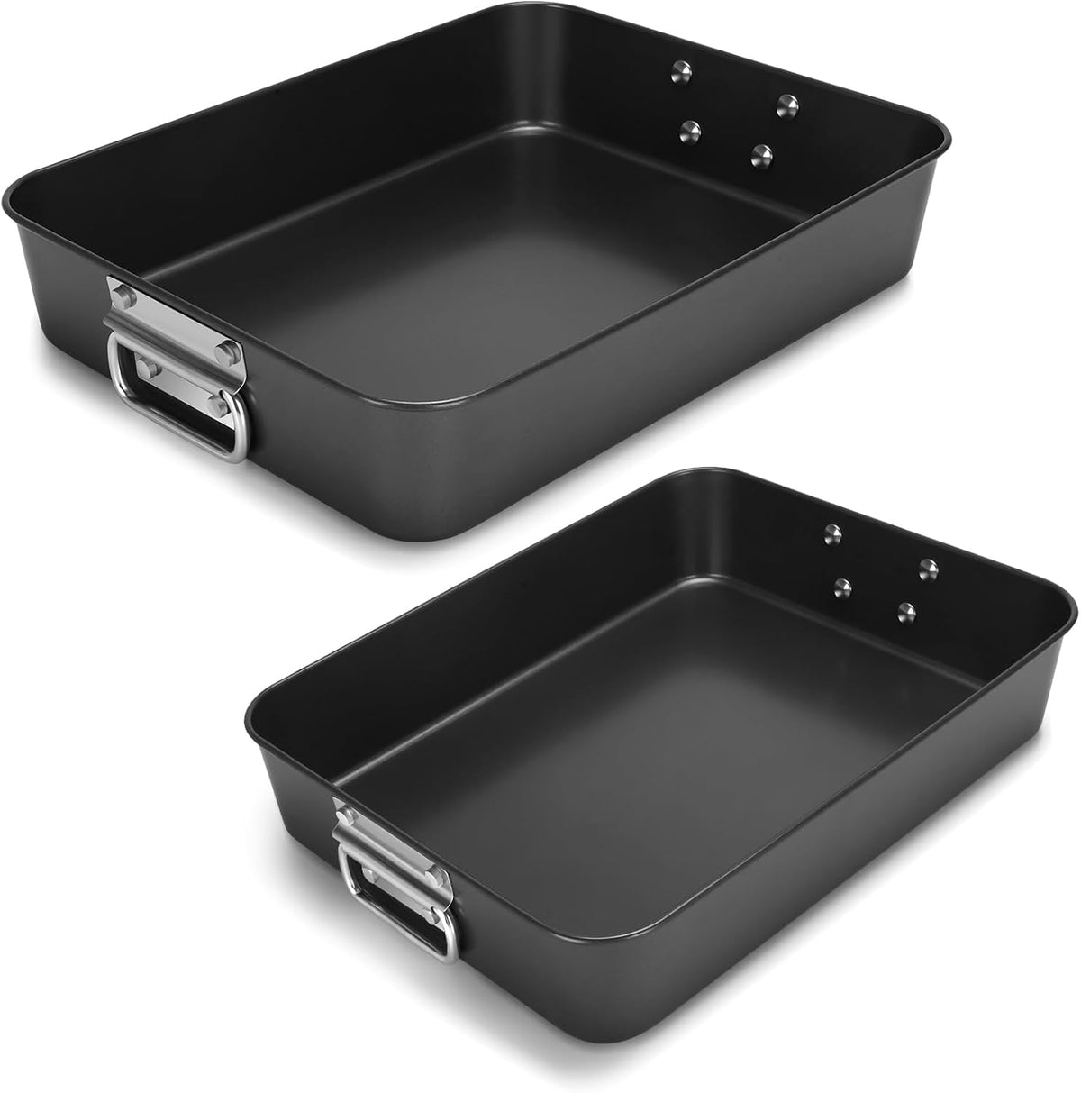 Lasagna Pan 3 Inch Deep, 2 Pcs 13.7"16" Baking Pan for Oven, Dark Grey