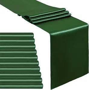 Forest Green Satin Table Runners 10 Pack 12x108 inch Silk Smooth Fabric