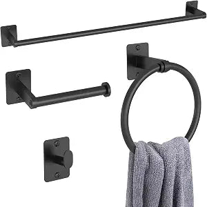 KLJKPA Black Bathroom Accessories Set, 4-Piece Bathroom Hardware Set