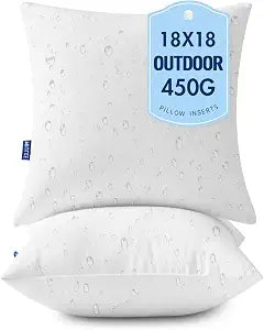 MIULEE 18x18 Outdoor Pillows,Set of 2 Waterproof Soft Support Throw Pillows