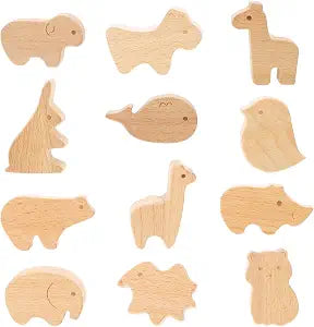 Homoyoyo 12 pcs Cute Animal Drawer Knobs Wooden Dresser Knobs with Screws Animal Cabinet Pulls for Kids Room Nursery Furniture Easy DIY Installation
