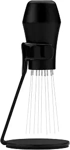 Normcore WDT Distribution Tool with Stand V3-9 Prong Needle Espresso Stirrer - 18 Needles 0.25mm / 0.3mm Thick Spring Wires - Weiss Distribution Technique - Anodized Aluminum Handle