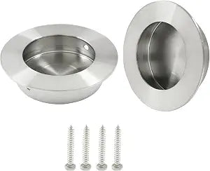2pcs Round Recessed Pull, Flush Pull Handle, Brushed Nickel