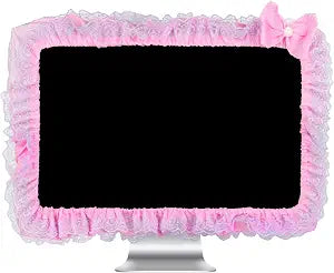 Cute Pink Lace 23"-27" Computer Monitor Screen Dust Cover with Bowknot
