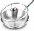 12.5-Inch Tri-Ply Stainless Steel Wok Pan with Lid | Detachable handle