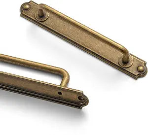 2 Pack Antique Brass Cabinet Pulls Zinc Alloy Drawer Pulls with Backplate