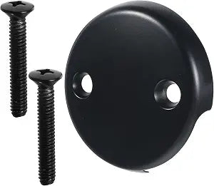 Black Two Hole Overflow Drain Cover 3-1/8" Stainless Steel Bathtub Drain Cover with Two Matching Screws 2 Hole Bathtubs Covers Faceplate