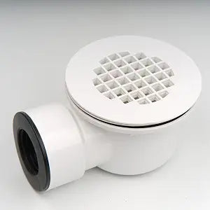 Low Profile Shower Base Drain with Perforated Strainer, 1.5 inch Side Outlet Shower Drain, PVC Drain for Trap and Drain Assembly.