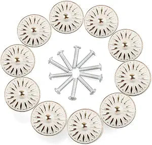 Cabinet Knob, 10Pcs 33mm Dresser Cupboard Cabinet Drawer Knobs Wardrobe Door Pull Handle for Home Office