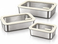 Misenware Stainless Steel Storage Containers, With Glass Lid, Airtight Leakproof Stainless Steel Storage Containers in Set of 3, Easy Clean,Airtight&leakproof for Kitchen Storage,Dishwasher Safe