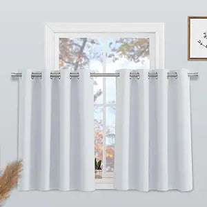 KGORGE Short Curtains for Bedroom 2 Panels, Minor Flaw W52 x L36 Window Treatment Grommet Curtain Panels, Energy Efficient for Living Room & Dining Room, Greyish White