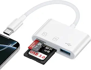 USB C SD Card Reader Digital Camera Adapter for iPhone 17e/16e/17 Pro Max