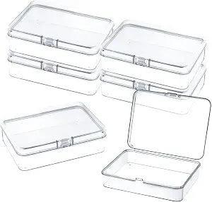 6 Pcs Mini Plastic Storage Containers with Lids, 4.5x3.4 Inches Clear Rectangular Boxes for Beads, Jewelry, Small Items, Crafts, Game Pieces, Business Cards, Accessories, Organizers for Collecting