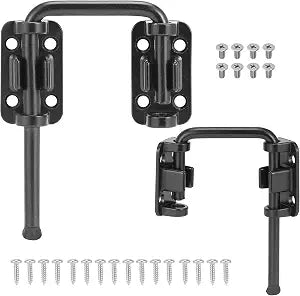 HBL' Sliding Glass Door Lock, Patio Sliding Door Child Lock & Loop Latch  Flexible for Uneven Doors, 2-3/8" Hardened Steel, Extra Home Security, Black, 4 Pack