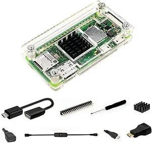 Raspberry Pi Zero Case, iUniker Case for Raspberry Pi Zero 2 w, with Heatsink, HDMI Adapter, OTG Cable, Header, Screwdriver, Power Switch for Pi Zero 2 w/w (Clear)