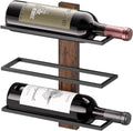 Wall Mounted Wine Rack, 3-Bottle Wall Wine Holder with Solid Wood Backboard