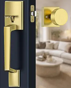 Gold Front Door Handle No Lock, Front Door Lock Set with Knob
